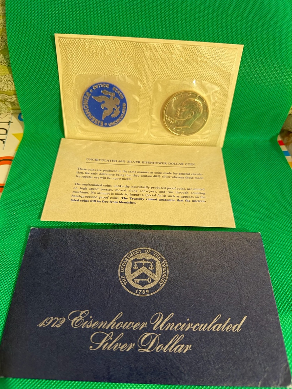 1972 Eisenhower 40% Silver Dollar Uncirculated Original Packaging! Beautiful!
